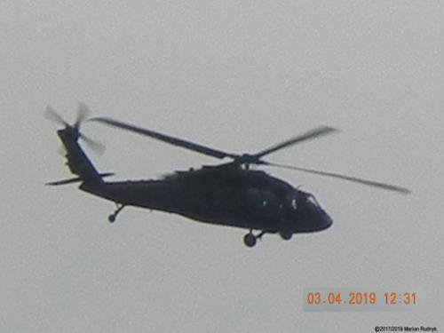 On March 4, 2019 this military Blackhawk helicopter (one of many that appear here), circled my house and at times dropped so low I could actually see the pilot's faces! [(c)2019MarianRudnyk. All Rights Reserved.]