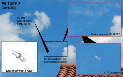 On March 9, 2019, a tic-tac ufo dropped out of the clouds and briefly followed a DA-40 spy plane that was trolling the skies above my house, and then burst back into the clouds. (c)2019MarianRudnyk.