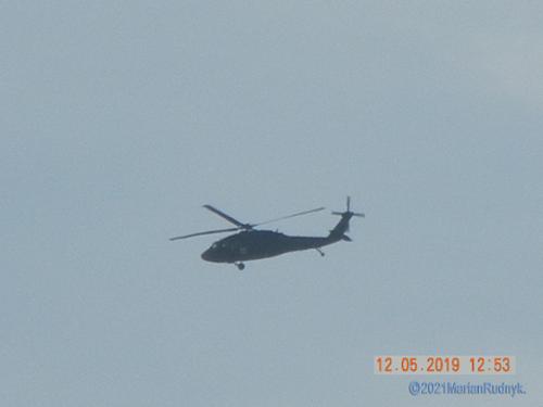 Just 2 days before a Blackhawk was just here (12/3/19 - see post), another one showed up on  Dec. 5, 2019 & continually circled our house before heading into the canyons of the BigM mountain area.
