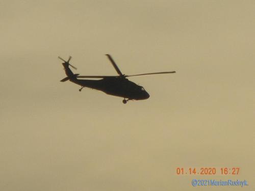 On Jan. 14, 2020 a military Blackhawk that had been seemingly patrolling the hillsides & canyons, circled our house before heading for a landing in the BigM canyons.

Make sure to also check out the also posted video of this event.
