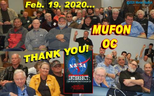 On Feb. 19, 2020 I did talk for MUFON-OC - & the reception was so wonderful that I posted this montage picture on social media as a "thank you". 

Also in attendance was X-Files creator Chris Carter.

(c)2020MarianRudnyk