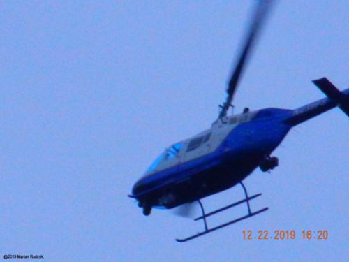 Here the helicopter tightens his circle & looks at me as he turns. This is actually just one of many-many such helicopter-harassments that I have endured over the last 3 years since my Jan. 2017 McDiner UFO Event. [(c)2019MarianRudnyk. All Rights Reserved.]