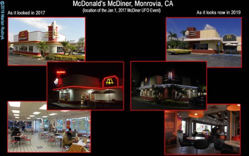 Views of the McDonald’s McDiner – site of the 2017 McDiner UFO Event.  It is seen  here as it was in 2017, and now as it appears in present day. 

[(c)2019MarianRudnyk. All Rights Reserved.]