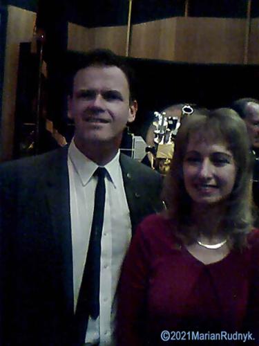 Here I am with fellow planetary scientist Rosaly Lopes at the Galileo End of Mission NASA event on Sept. 21, 2003. We all watched with a mixture of excitement & sentimental sadness as the Galileo spacecraft was intentionally plunged into Jupiter's clouds - & burned up. (c)2003/2021MarianRudnyk
