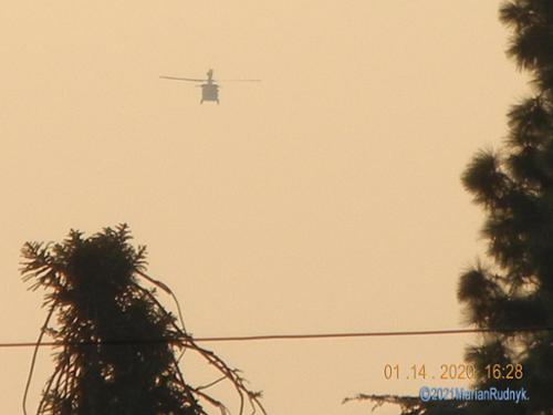 On Jan. 14, 2020 a military Blackhawk that had been seemingly patrolling the hillsides & canyons, made this picturesque landing at sunset directly into the canyons behind the BigM mountain. Make sure to also check out the also posted video of this event.