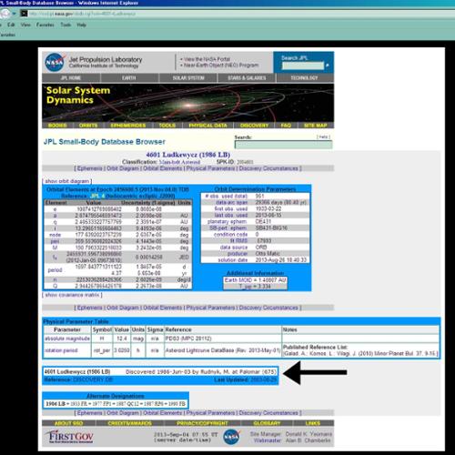 This is the NASA page listing my first named asteroid discovery: 4601 Ludkewycz – first of many I discovered while working as an asteroid hunter for NASA at Palomar Observatory as part of programs like PCAS, INAS, etc. Goal was to find "Earth-crossers" that could threaten us.
(c)2019MarianRudnyk.
