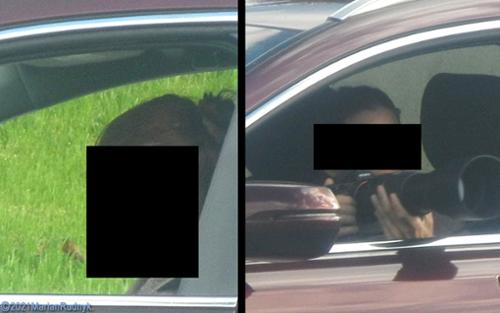 On March 28, 2019, this female MIB, from the US military, was caught in multiple photo & video, spying on my household. Two pic montage is posted as proof that I do indeed have clear recognizable face pictures. Note: this was not the only time this lady-MIB surveilled us.

(c)2019MarianRudnyk